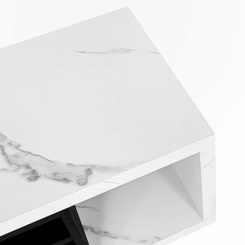 Meuble TV Extensible avec 2 Tiroirs et 4 Étagères