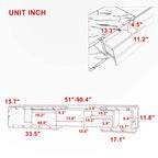 Meuble TV Extensible avec 2 Tiroirs et 4 Étagères