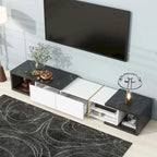 Meuble TV Extensible avec 2 Tiroirs et 4 Étagères