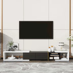 Meuble TV Extensible avec 2 Tiroirs et 4 Étagères