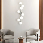 Lampada da bagno moderna a 5 luci in resina bianca con globi