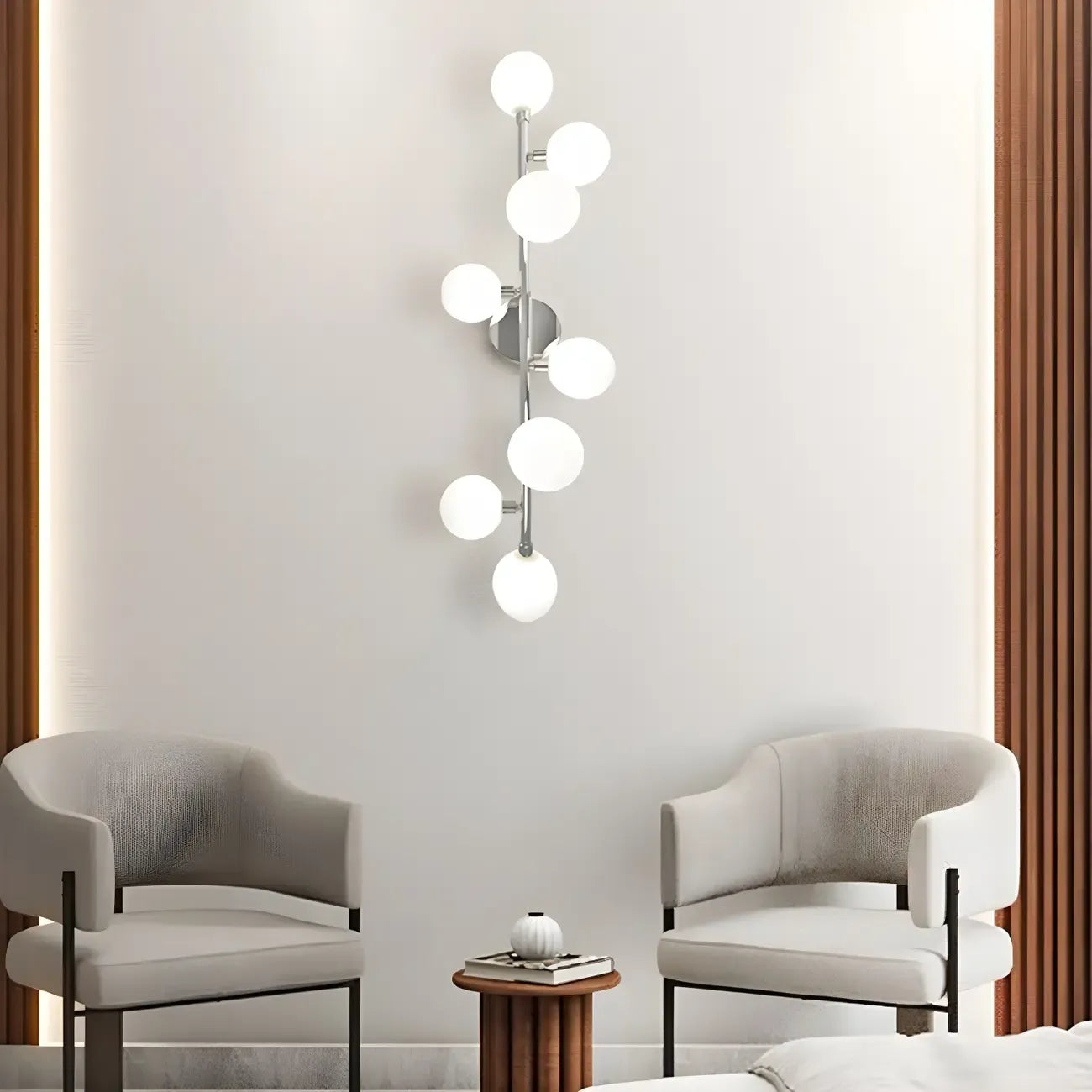 Lampada da bagno moderna a 5 luci in resina bianca con globi