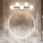 Lampada da bagno moderna a 5 luci in resina bianca con globi