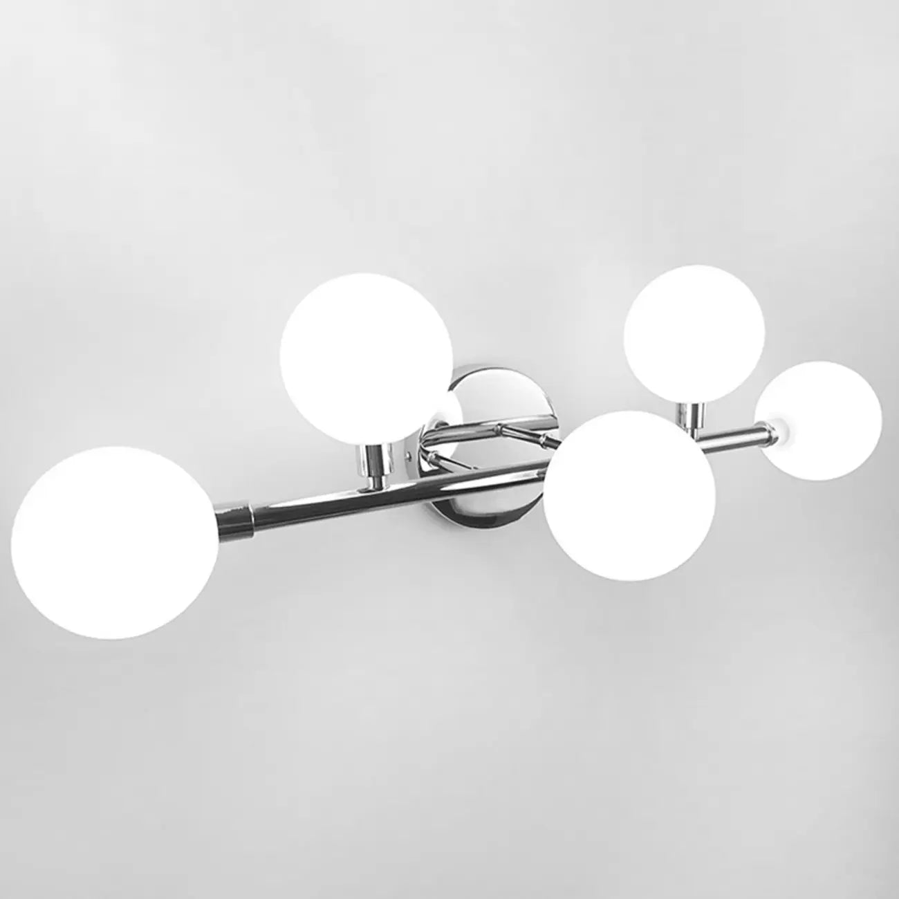 Lampada da bagno moderna a 5 luci in resina bianca con globi