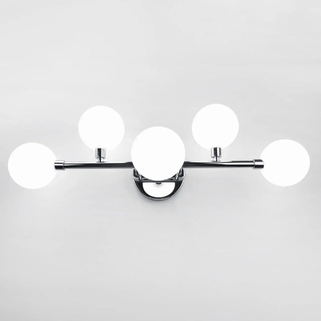 Lampada da bagno moderna a 5 luci in resina bianca con globi