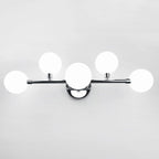 Lampada da bagno moderna a 5 luci in resina bianca con globi