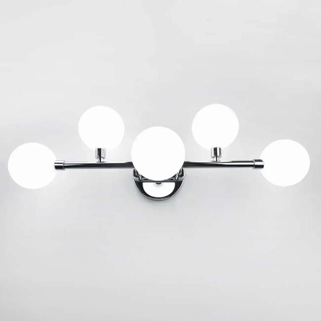 Lampada da bagno moderna a 5 luci in resina bianca con globi