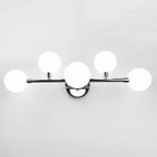 Lampada da bagno moderna a 5 luci in resina bianca con globi