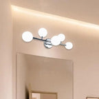 Lampada da bagno moderna a 5 luci in resina bianca con globi