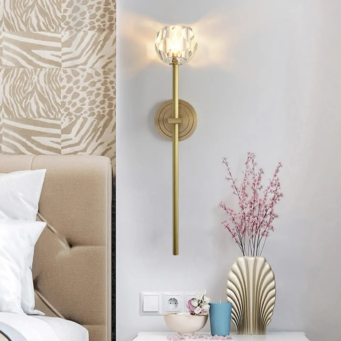Applique murale moderne en cristal doré pour salle de bain