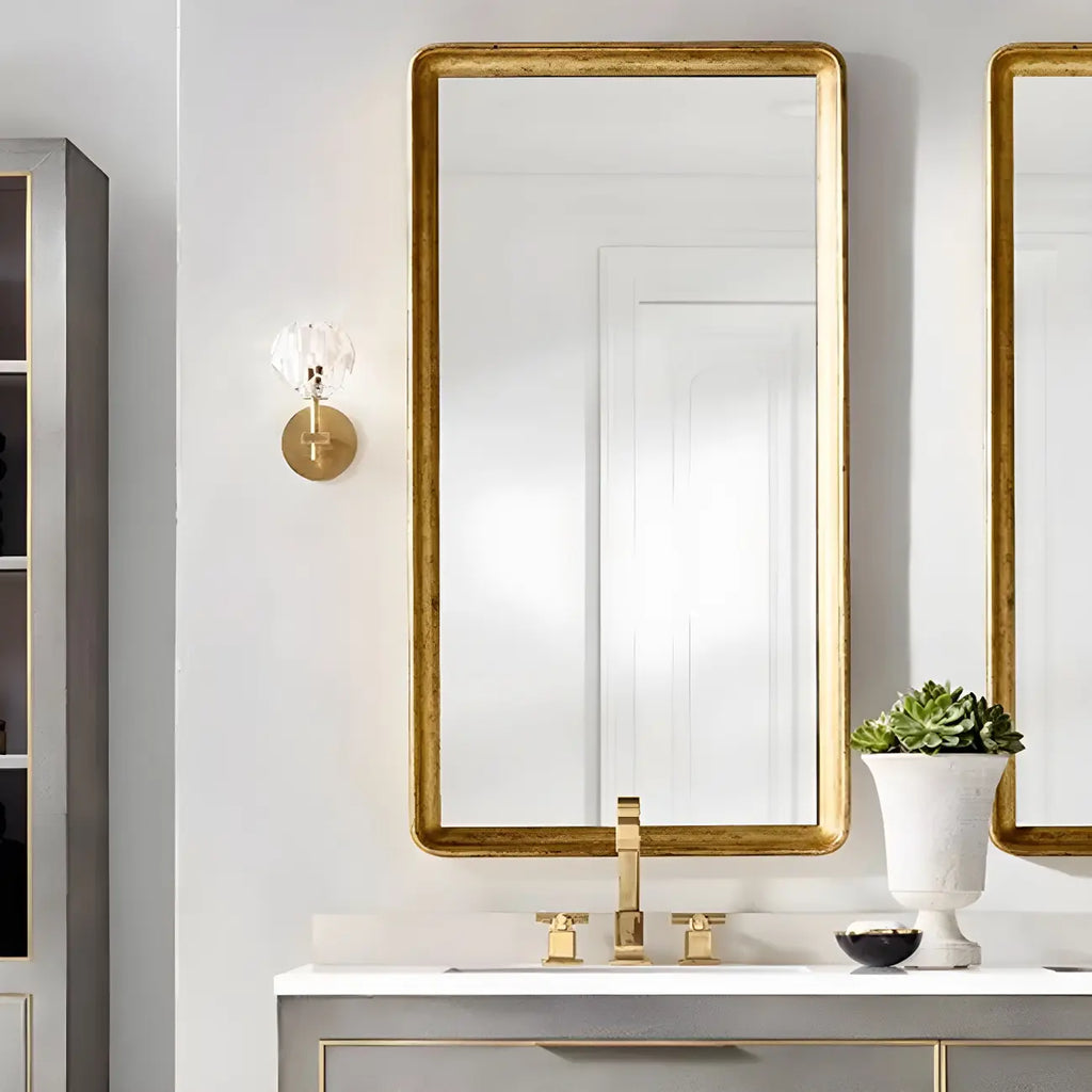Applique murale moderne en cristal doré pour salle de bain