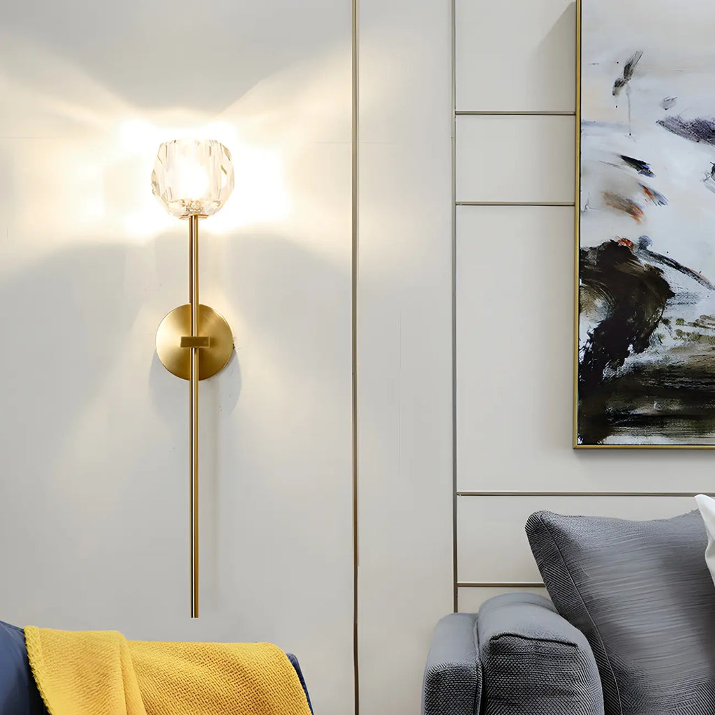 Applique murale moderne en cristal doré pour salle de bain