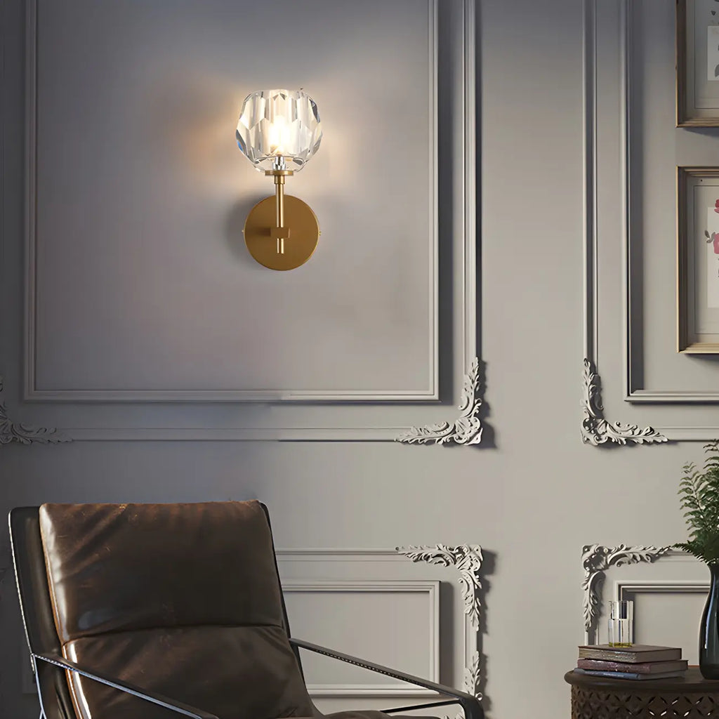 Applique murale moderne en cristal doré pour salle de bain