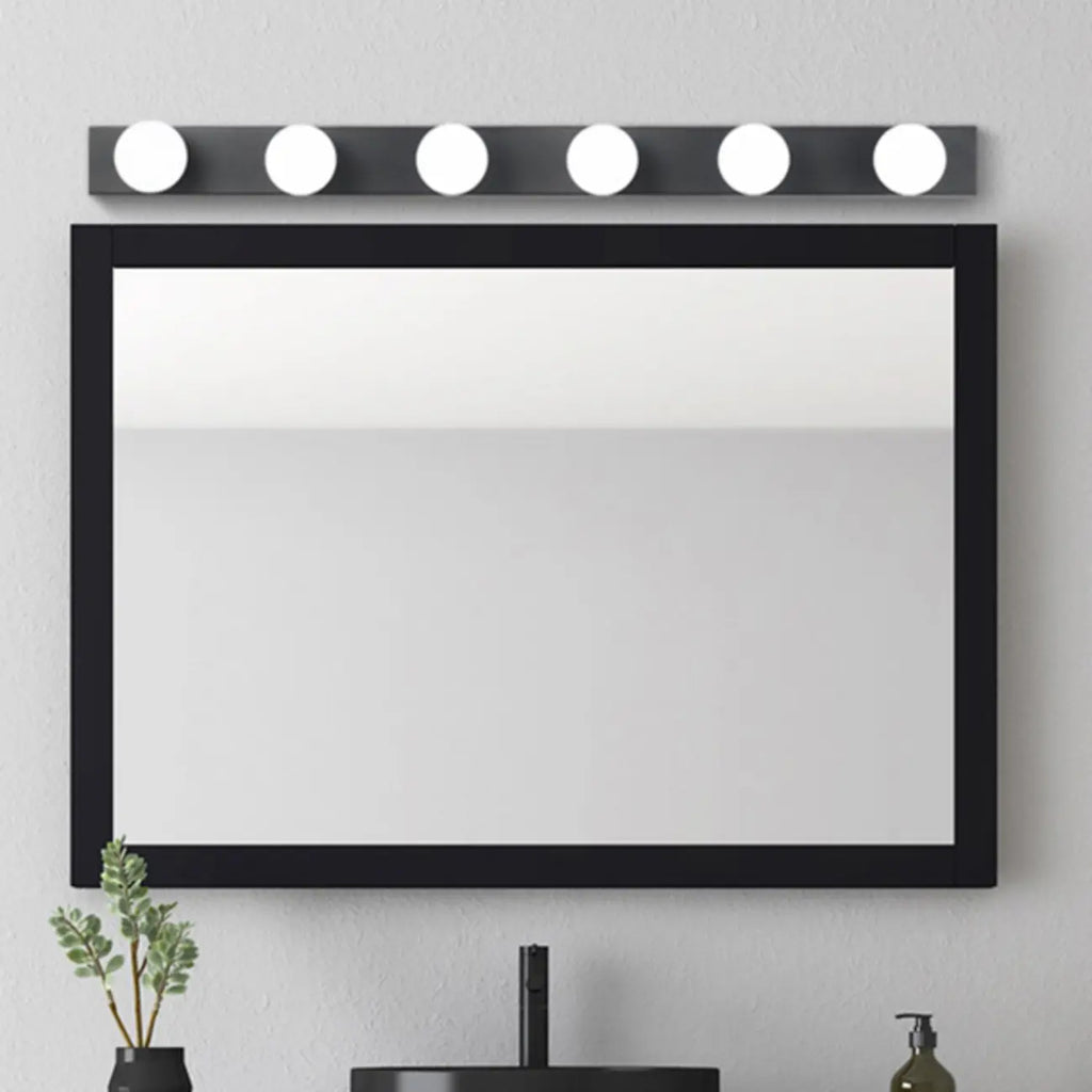 Moderna applique da bagno con globo in metallo dritto, nera