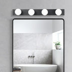 Moderna applique da bagno con globo in metallo dritto, nera