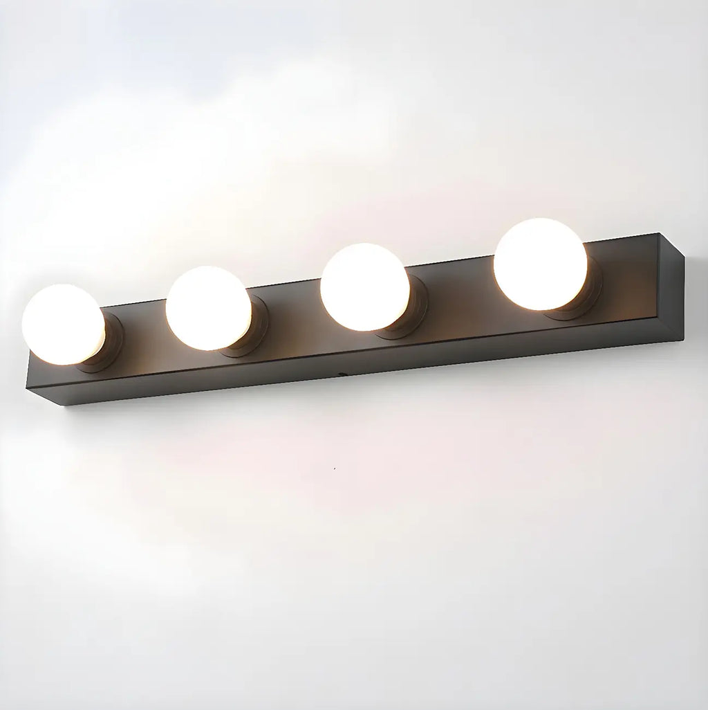 Moderna applique da bagno con globo in metallo dritto, nera