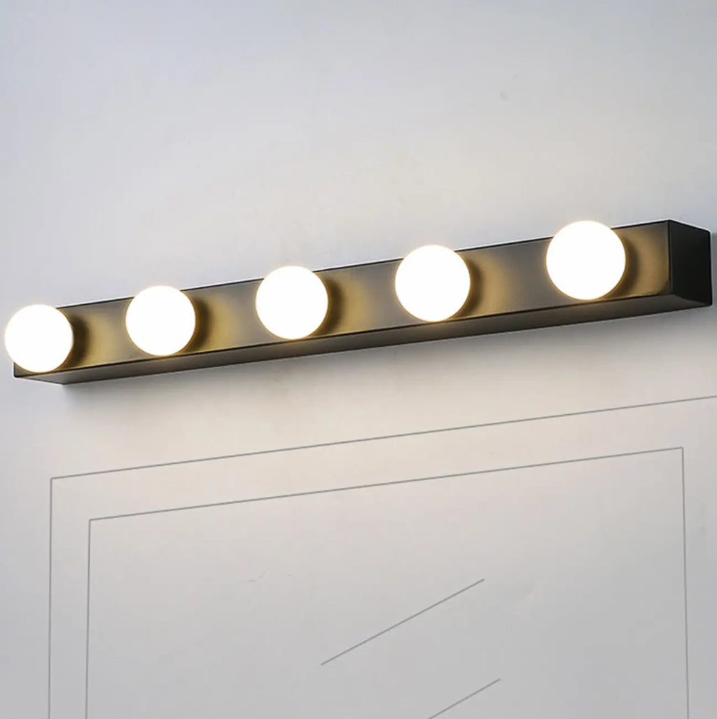 Moderna applique da bagno con globo in metallo dritto, nera