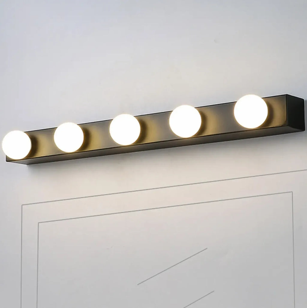 Moderna applique da bagno con globo in metallo dritto, nera