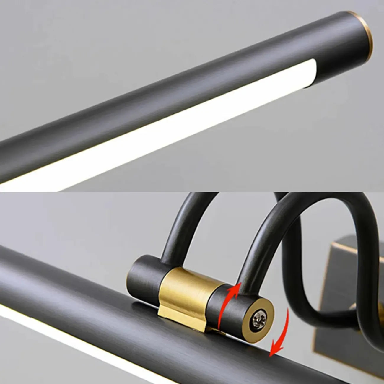 Applique murale classique en tube métallique avec LED intégrée pour salle de bain