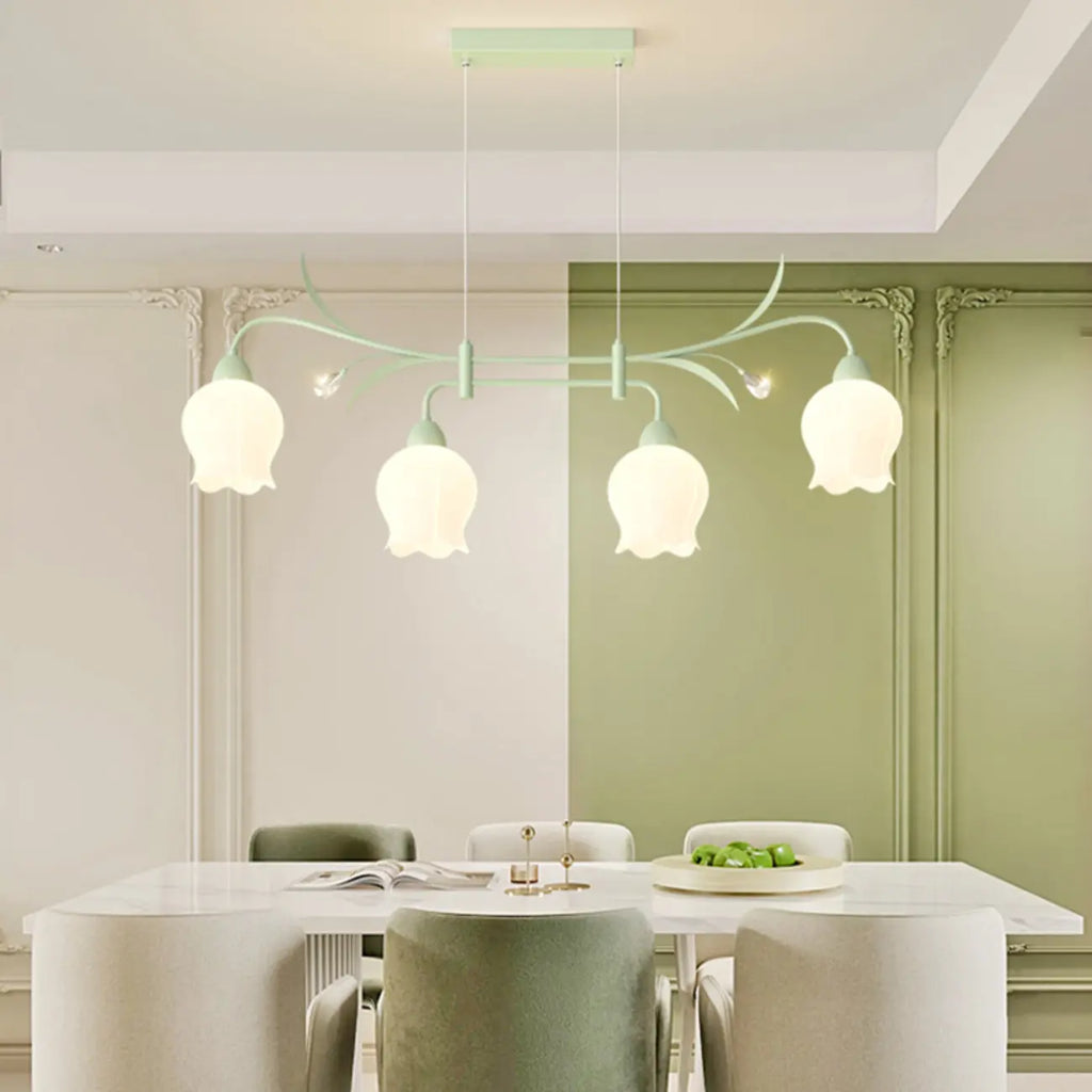 Suspension moderne en verre vert de grande taille pour îlot de cuisine