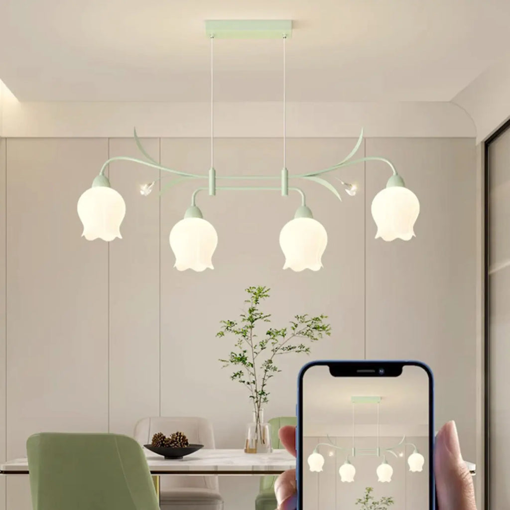 Suspension moderne en verre vert de grande taille pour îlot de cuisine