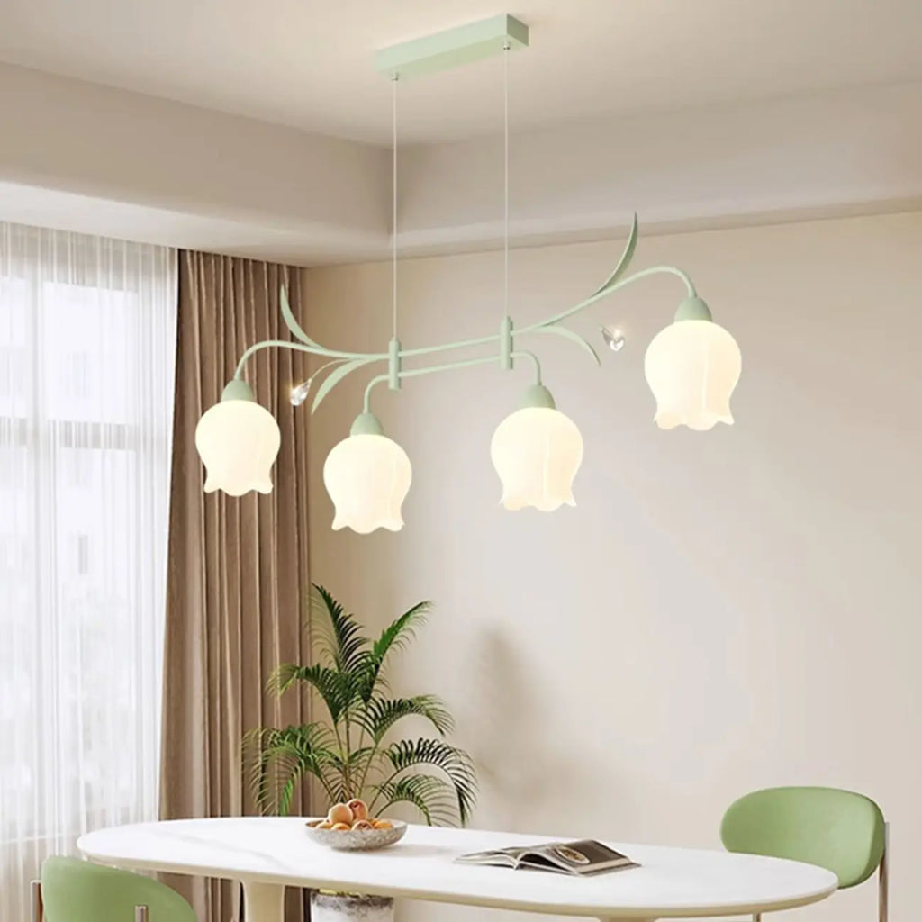 Suspension moderne en verre vert de grande taille pour îlot de cuisine