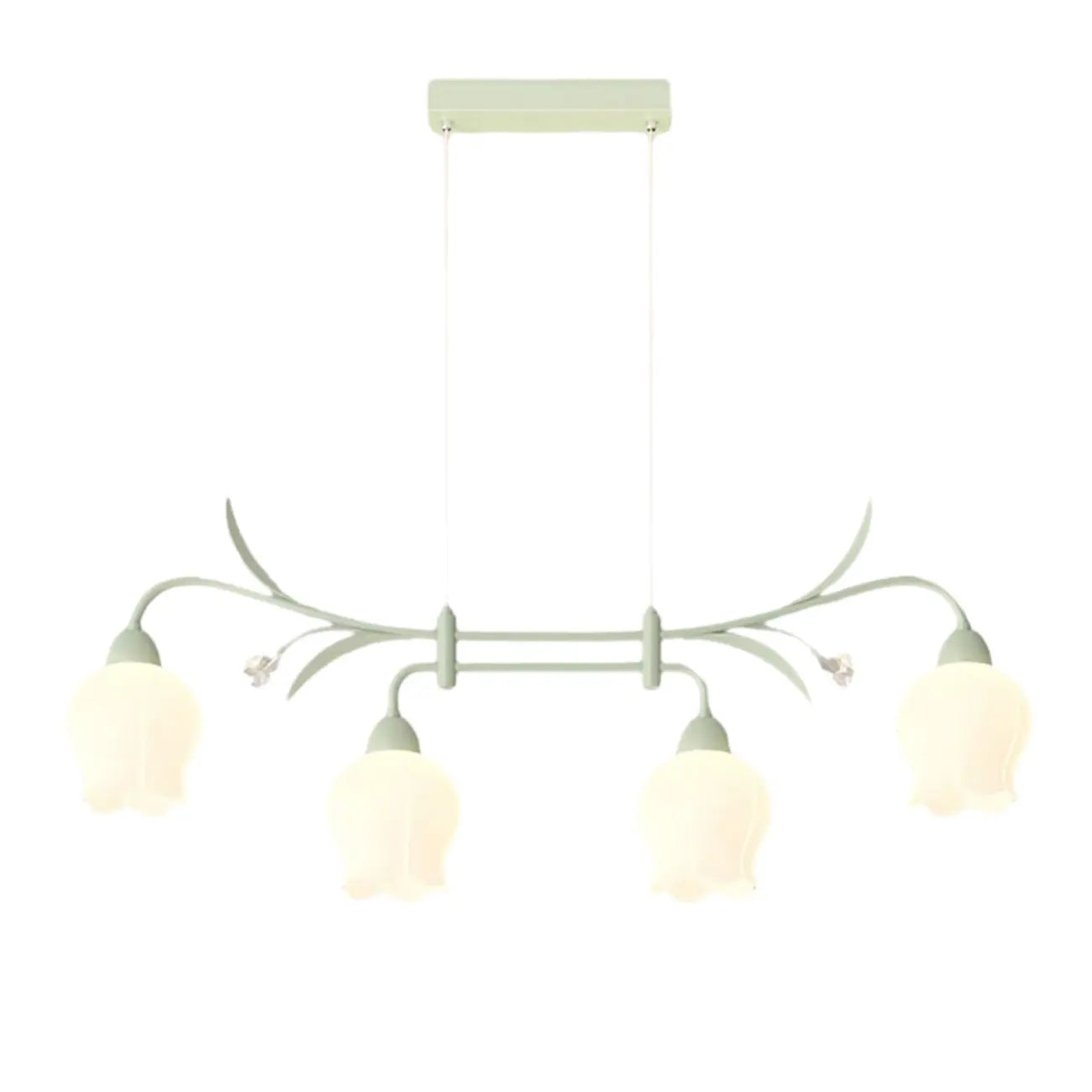 Suspension moderne en verre vert de grande taille pour îlot de cuisine