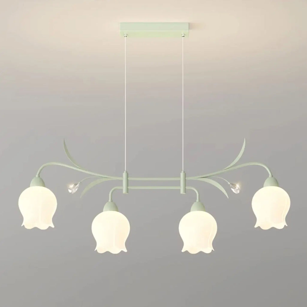 Suspension moderne en verre vert de grande taille pour îlot de cuisine