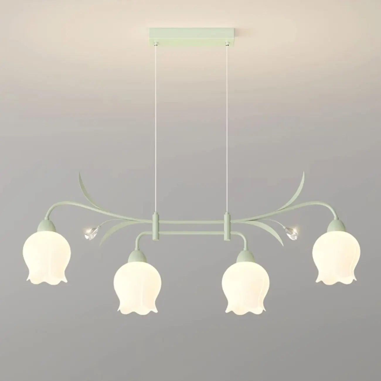 Suspension moderne en verre vert de grande taille pour îlot de cuisine