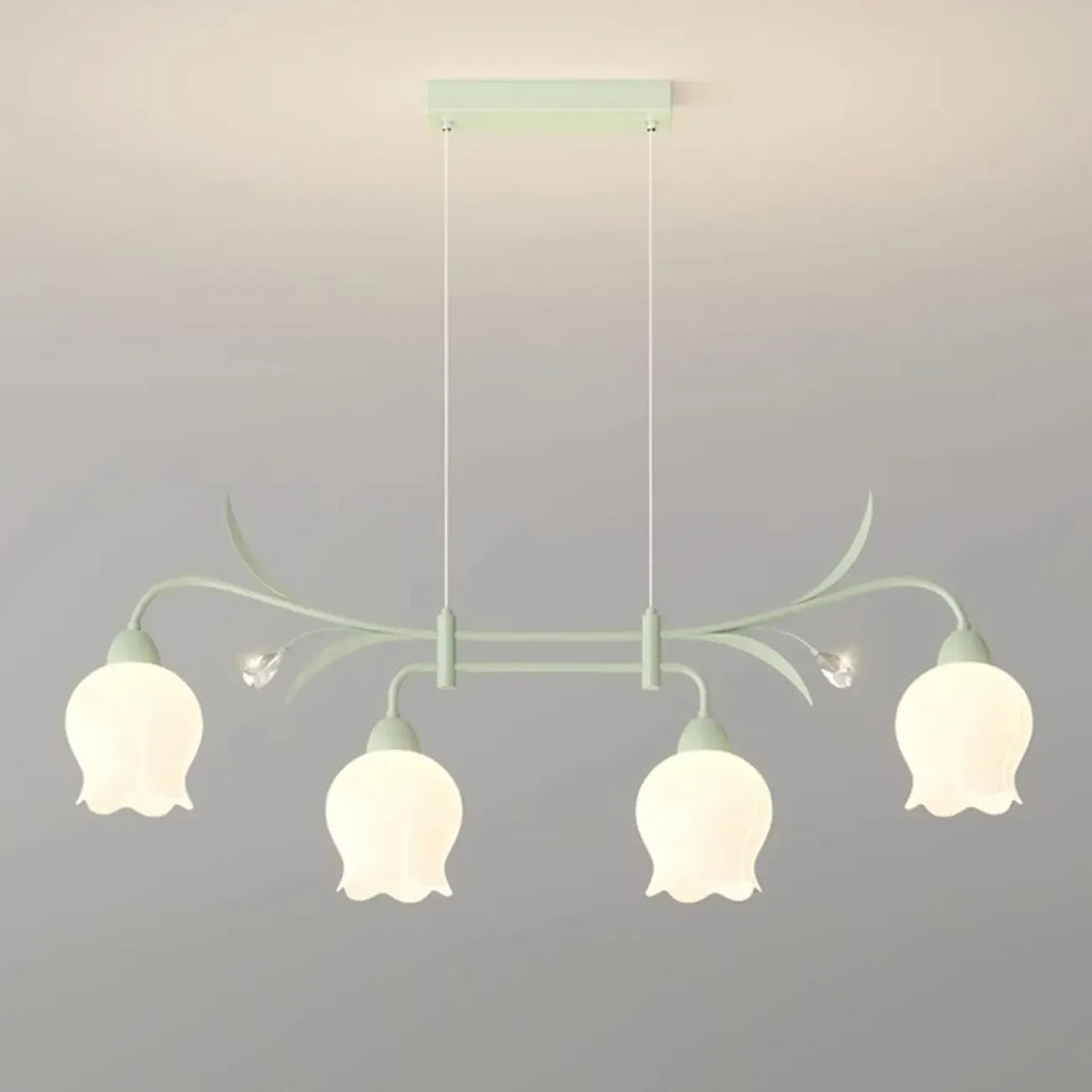 Suspension moderne en verre vert de grande taille pour îlot de cuisine