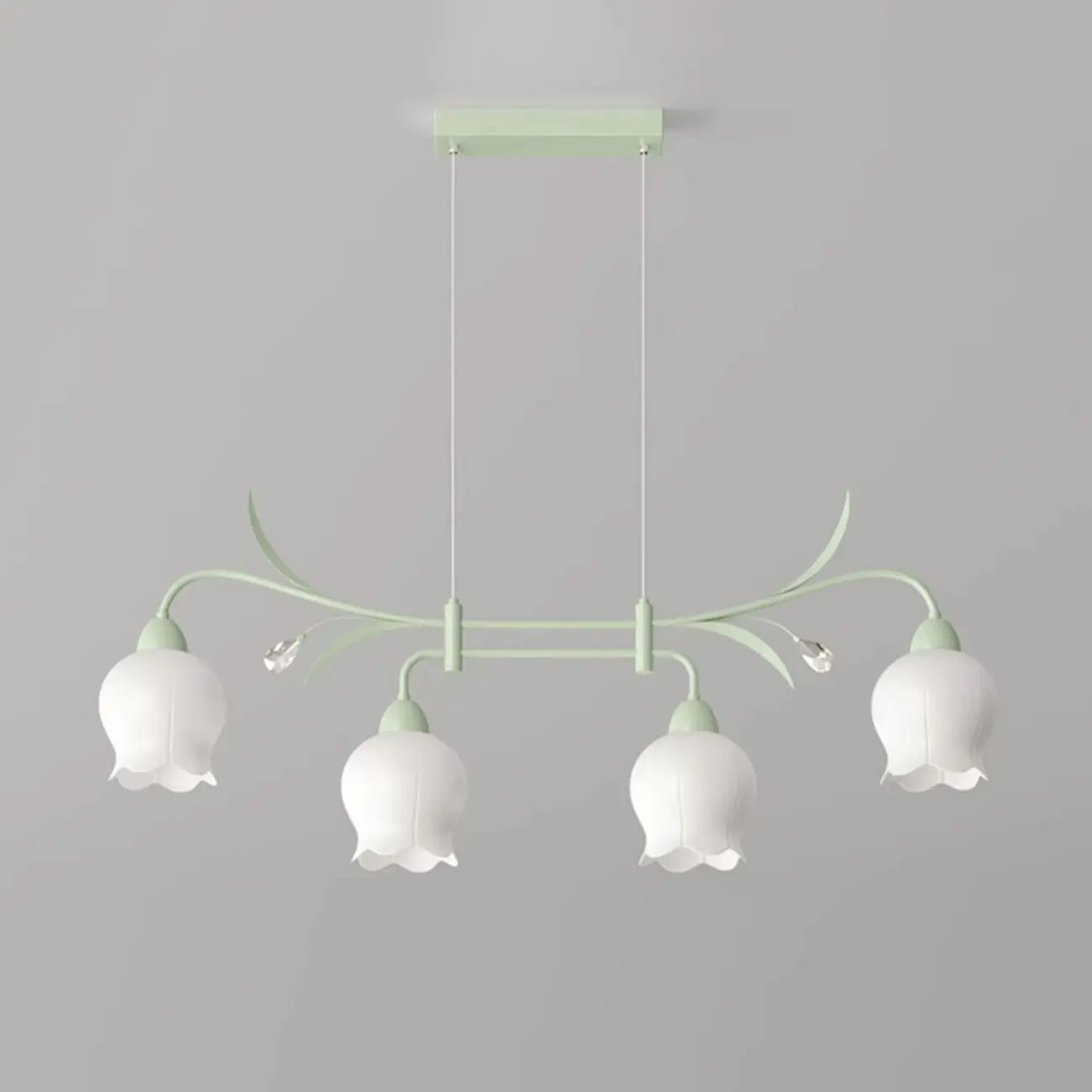 Suspension moderne en verre vert de grande taille pour îlot de cuisine