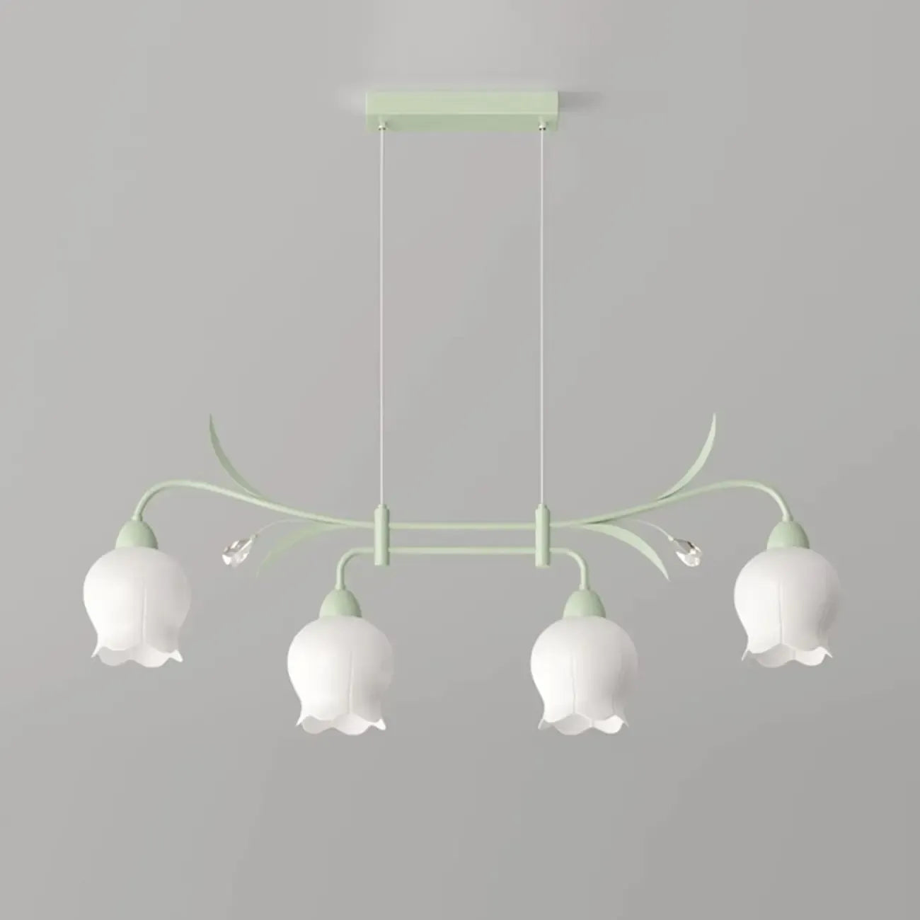Suspension moderne en verre vert de grande taille pour îlot de cuisine