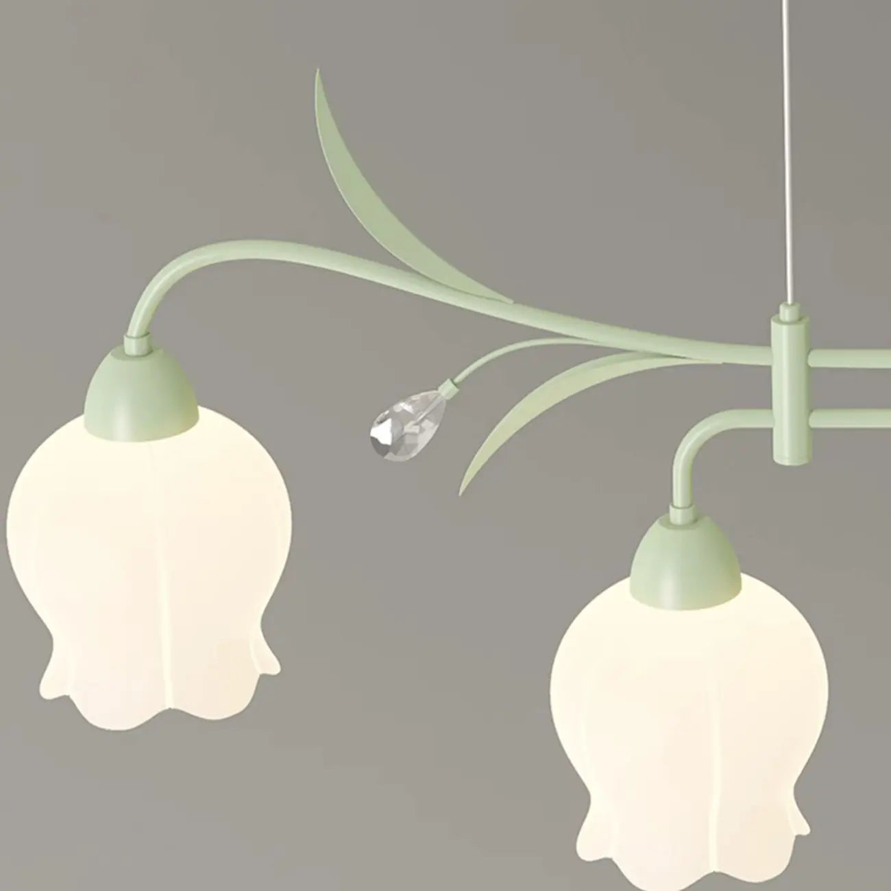 Suspension moderne en verre vert de grande taille pour îlot de cuisine