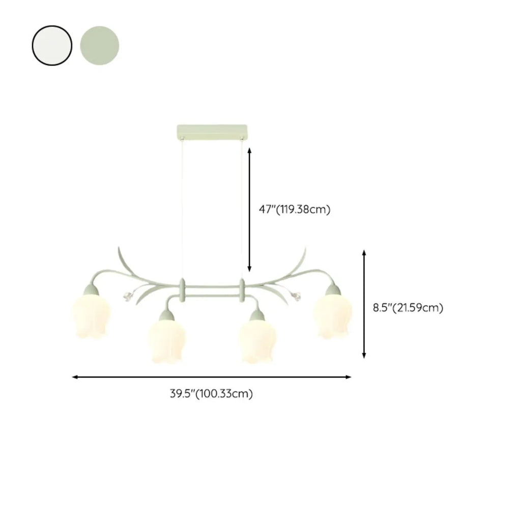 Suspension moderne en verre vert de grande taille pour îlot de cuisine