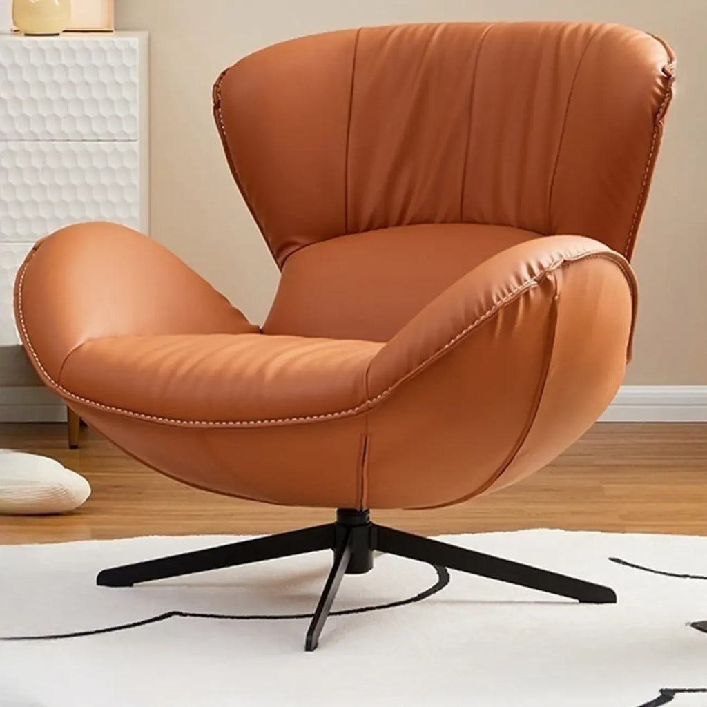 Fauteuil pivotant moderne en similicuir orange