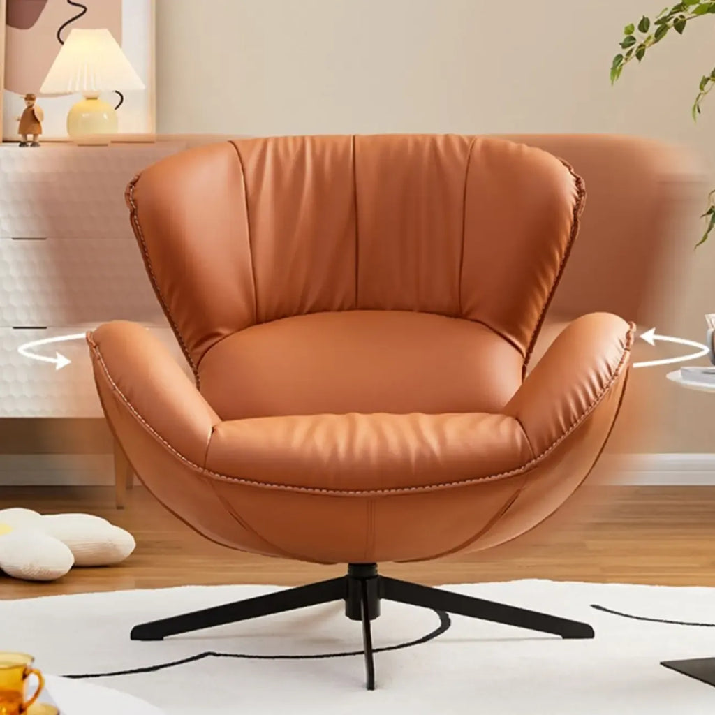 Fauteuil pivotant moderne en similicuir orange