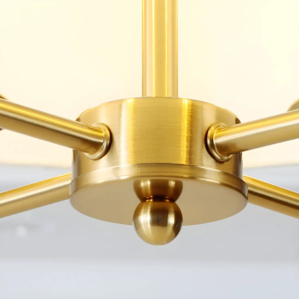 Lustre tambour plissé moderne or et blanc, hauteur réglable