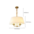 Lustre tambour plissé moderne or et blanc, hauteur réglable