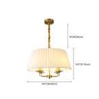 Lustre tambour plissé moderne or et blanc, hauteur réglable