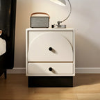 Comodino moderno in legno bianco sporco a 2 cassetti