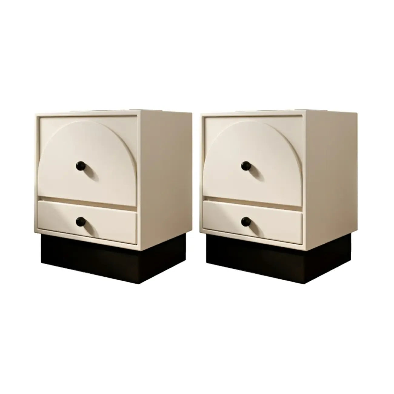 Comodino moderno in legno bianco sporco a 2 cassetti