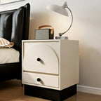 Comodino moderno in legno bianco sporco a 2 cassetti