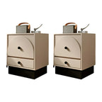 Comodino moderno in legno bianco sporco a 2 cassetti
