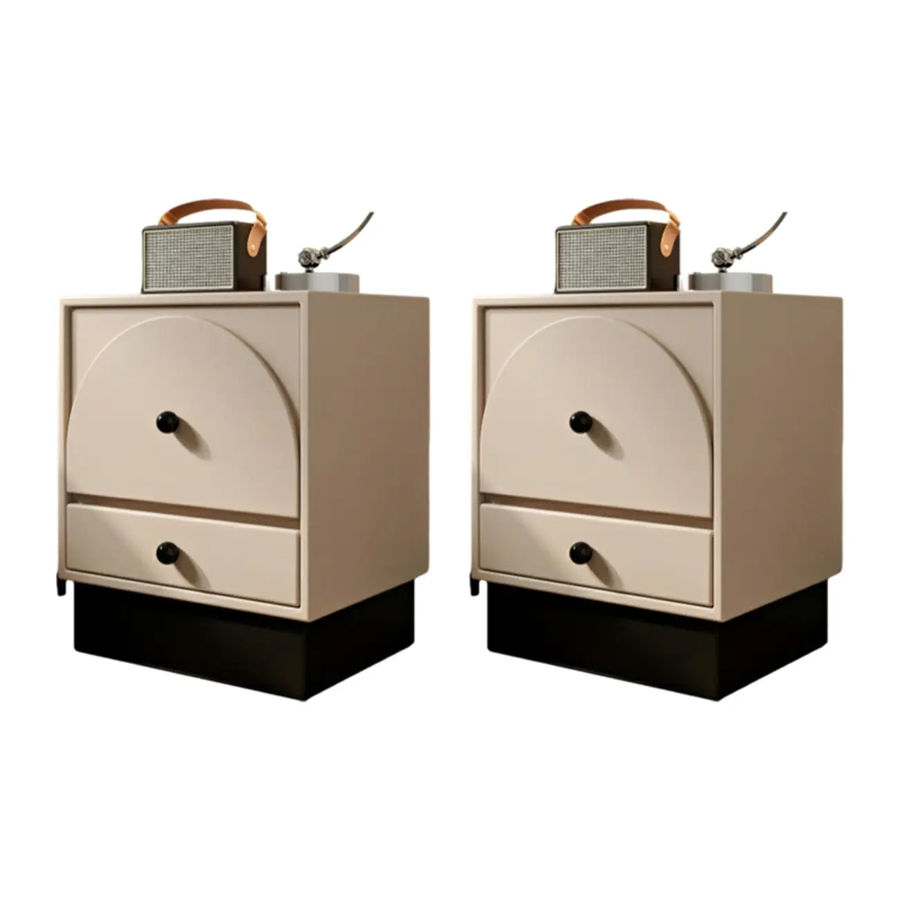 Comodino moderno in legno bianco sporco a 2 cassetti
