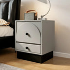 Comodino moderno in legno bianco sporco a 2 cassetti