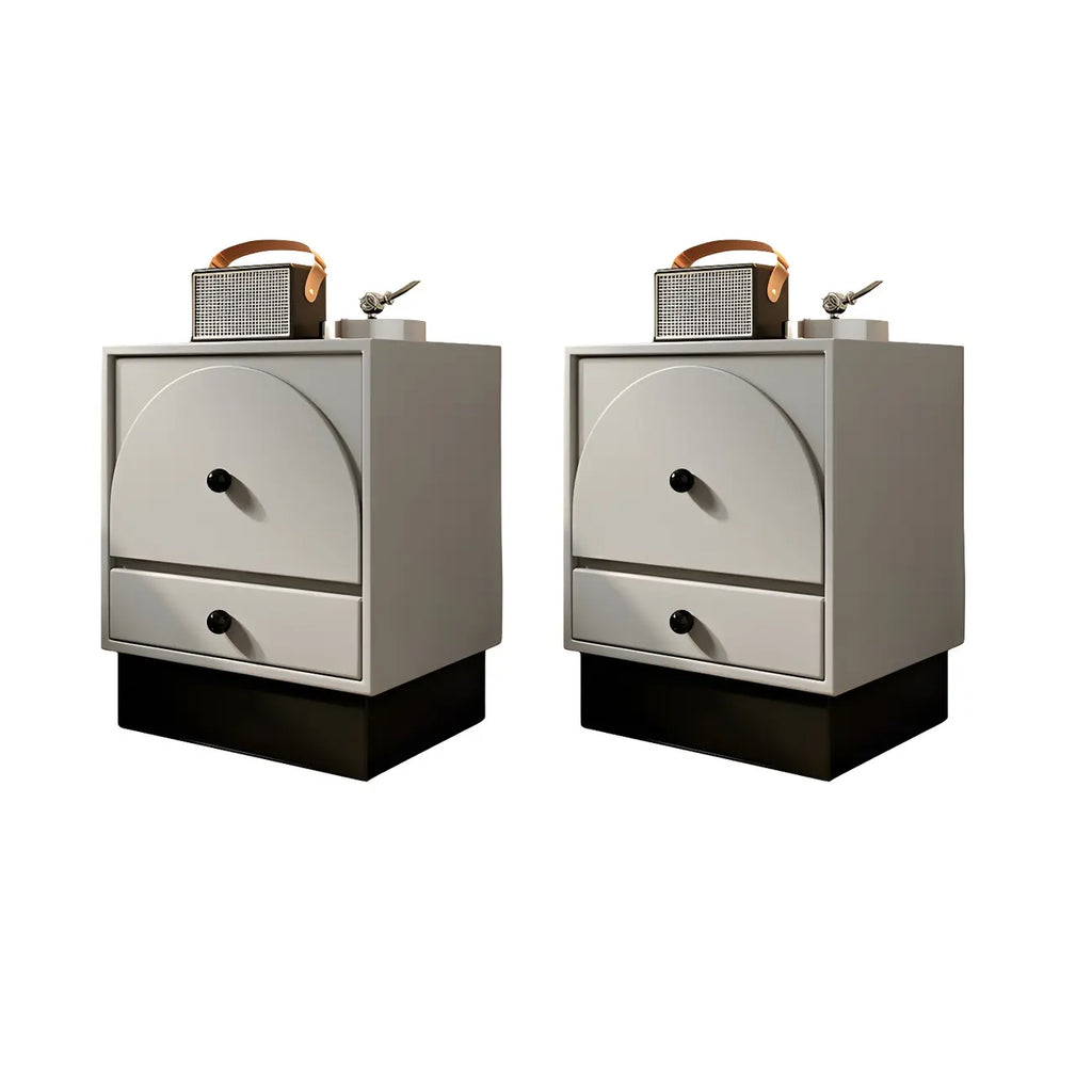 Comodino moderno in legno bianco sporco a 2 cassetti