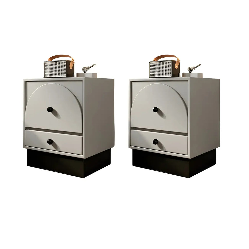 Comodino moderno in legno bianco sporco a 2 cassetti