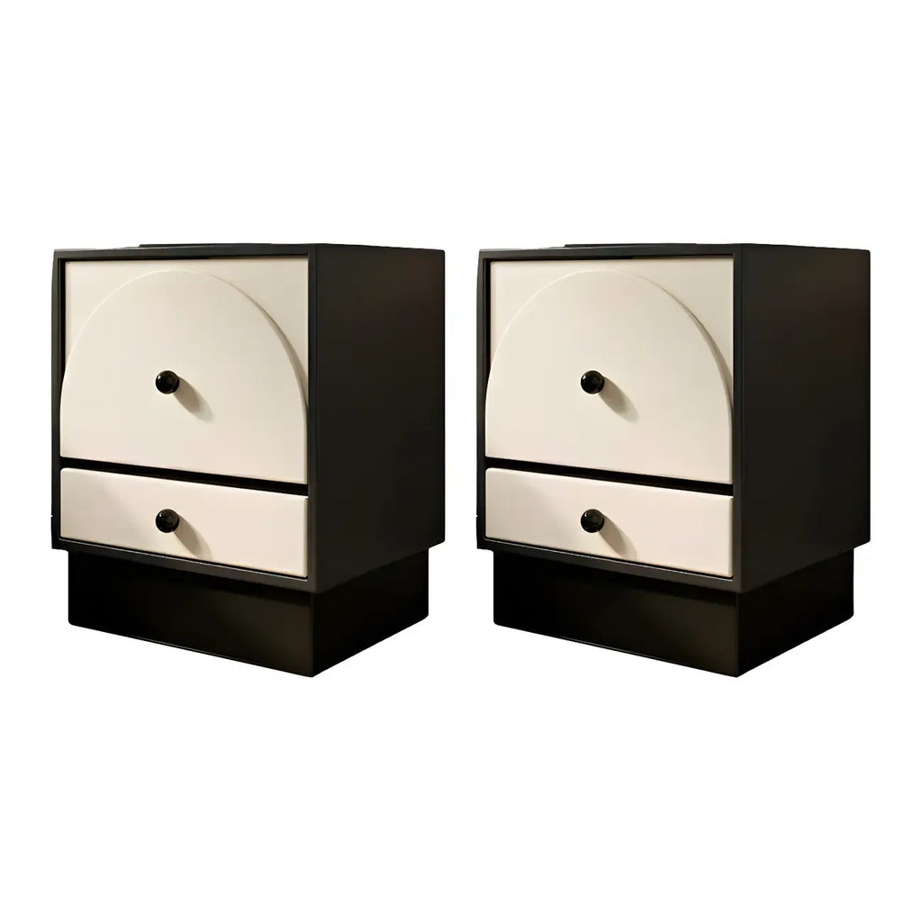 Comodino moderno in legno bianco sporco a 2 cassetti