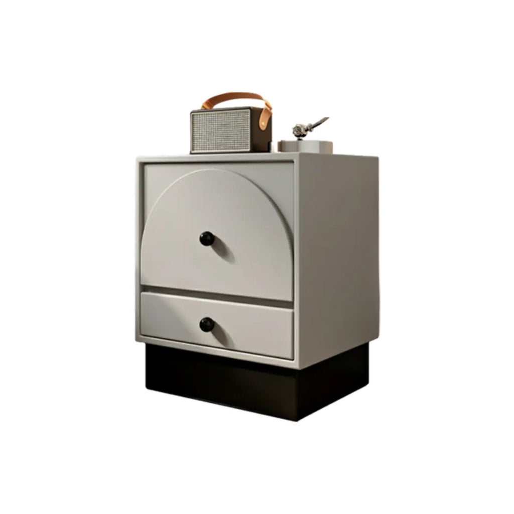 Comodino moderno in legno bianco sporco a 2 cassetti