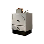 Comodino moderno in legno bianco sporco a 2 cassetti